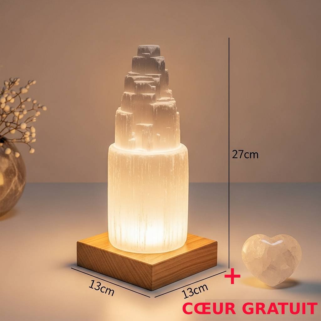 Lampe en sélénite avec cœur gratuit - Offre spéciale