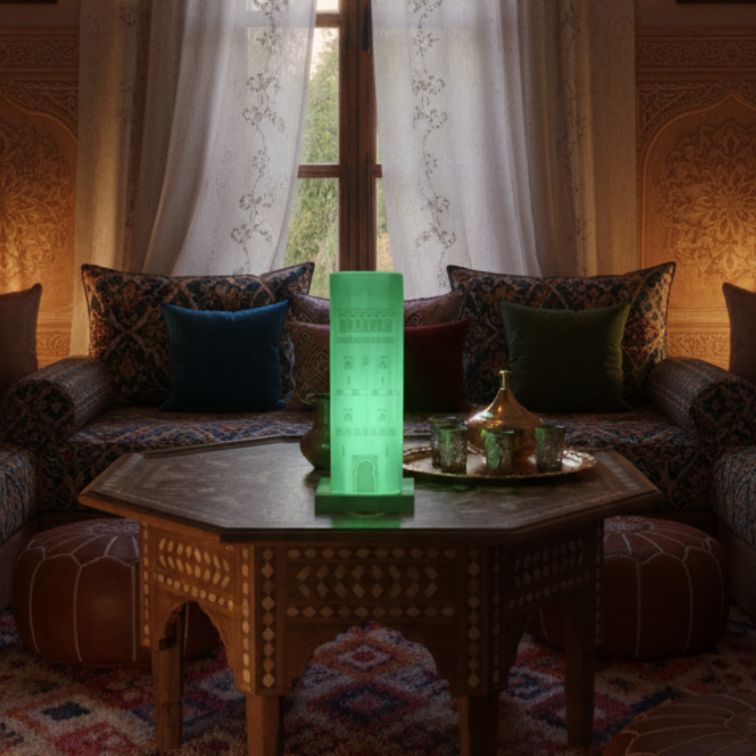 Lampe RGB dans un salon marocain