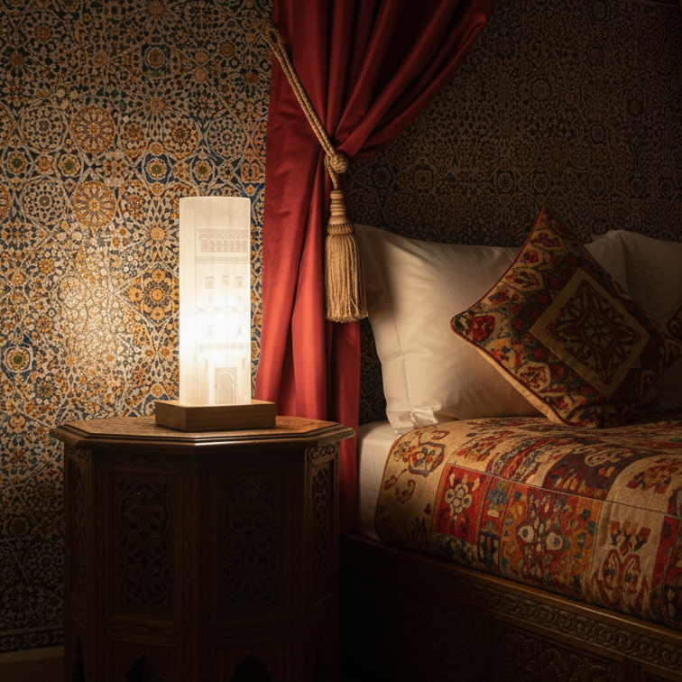 Lampe jaune - chambre à coucher